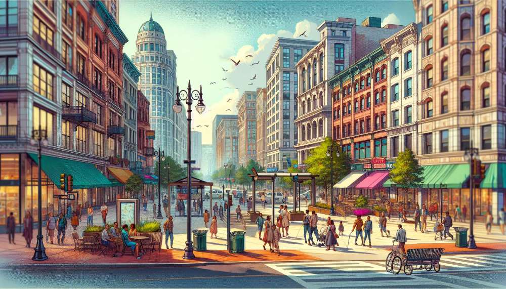 A vibrant street scene in Washington DC