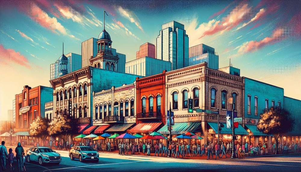 A vibrant street scene in Irving