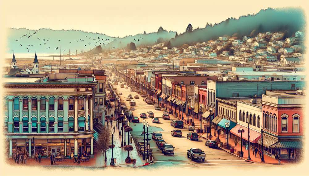 A vibrant street scene in Eureka