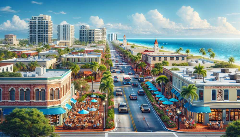 A vibrant street scene in Riviera Beach