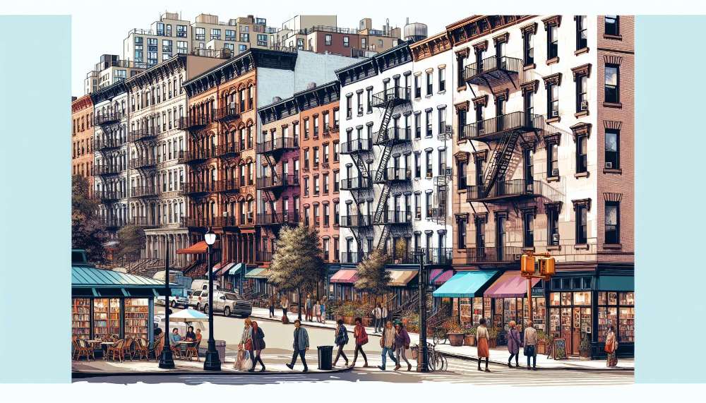 A vibrant street scene in Hamilton Heights