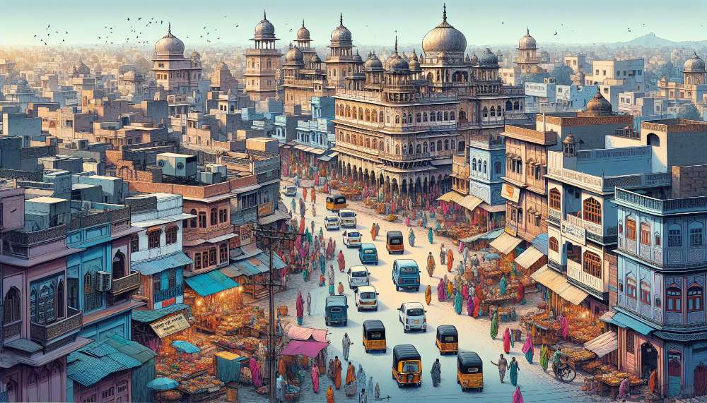 A vibrant street scene in Amravati