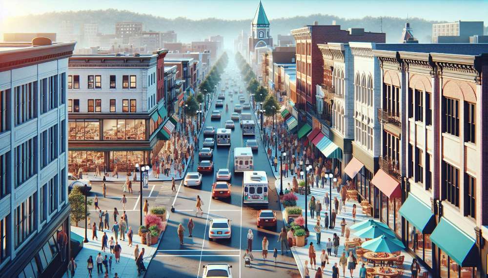 A vibrant street scene in Linden