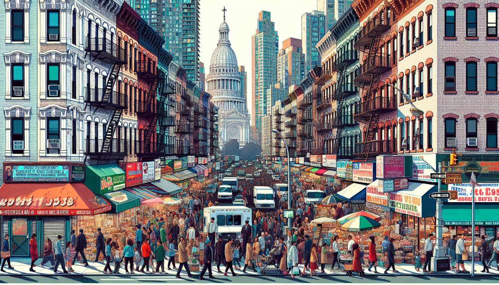 A vibrant street scene in Bronx