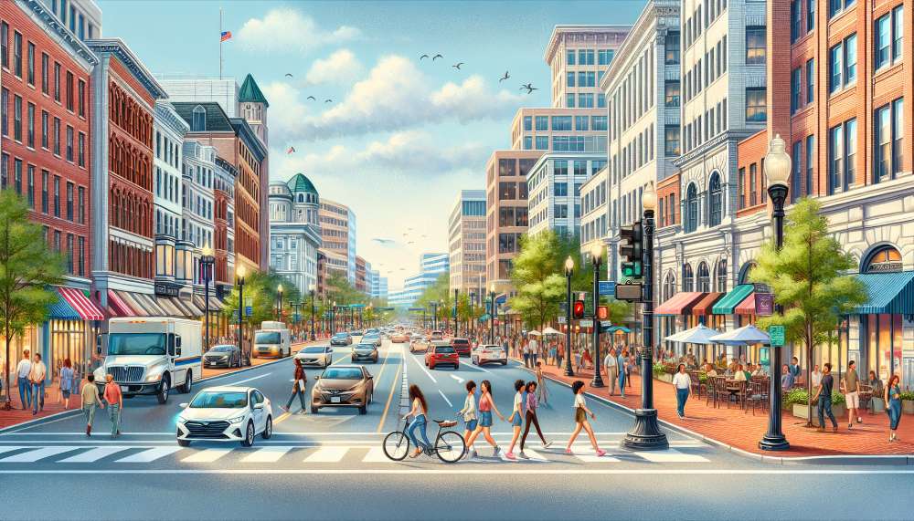 A vibrant street scene in Bethesda