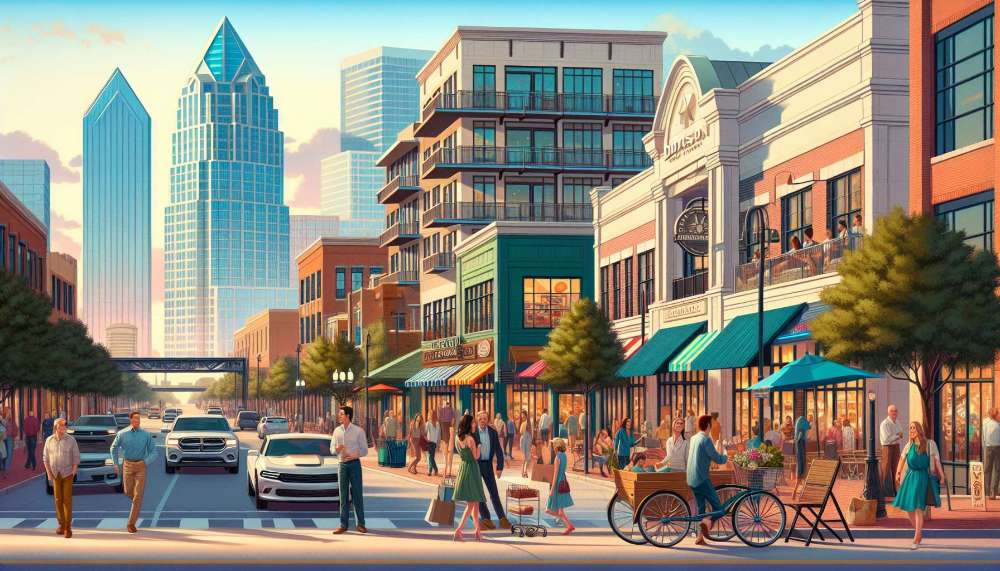 A vibrant street scene in Addison