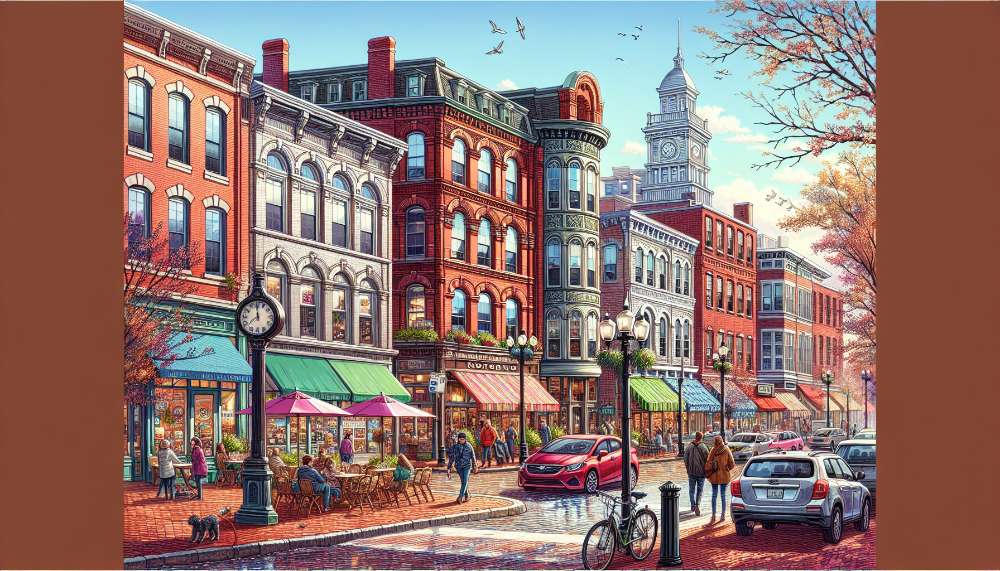 A vibrant street scene in Sharon