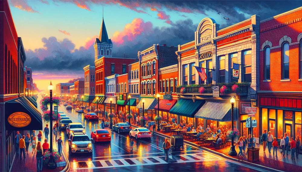 A vibrant street scene in Springfield