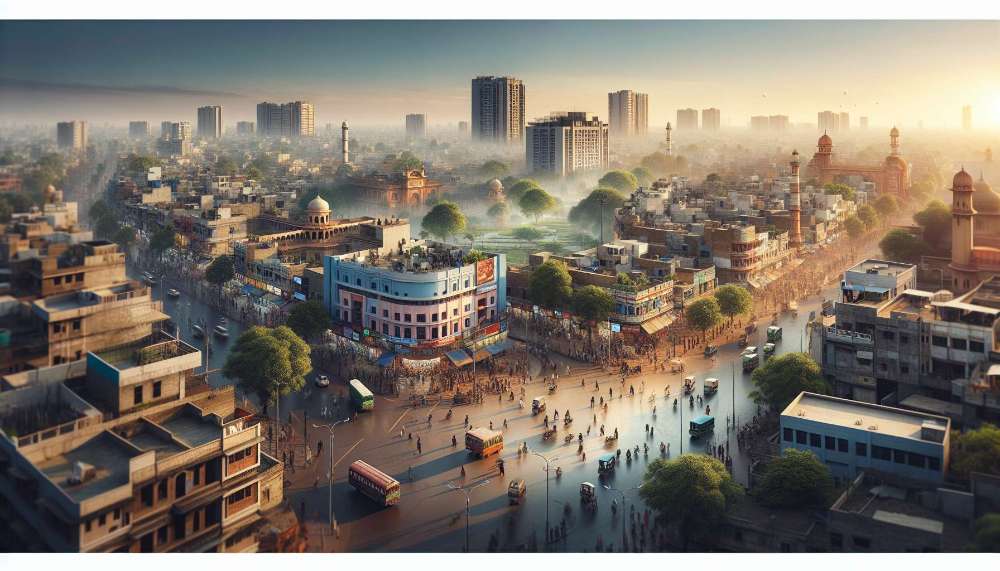 A vibrant street scene in Noida