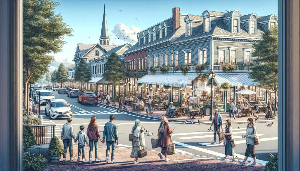 A vibrant street scene in Ronkonkoma