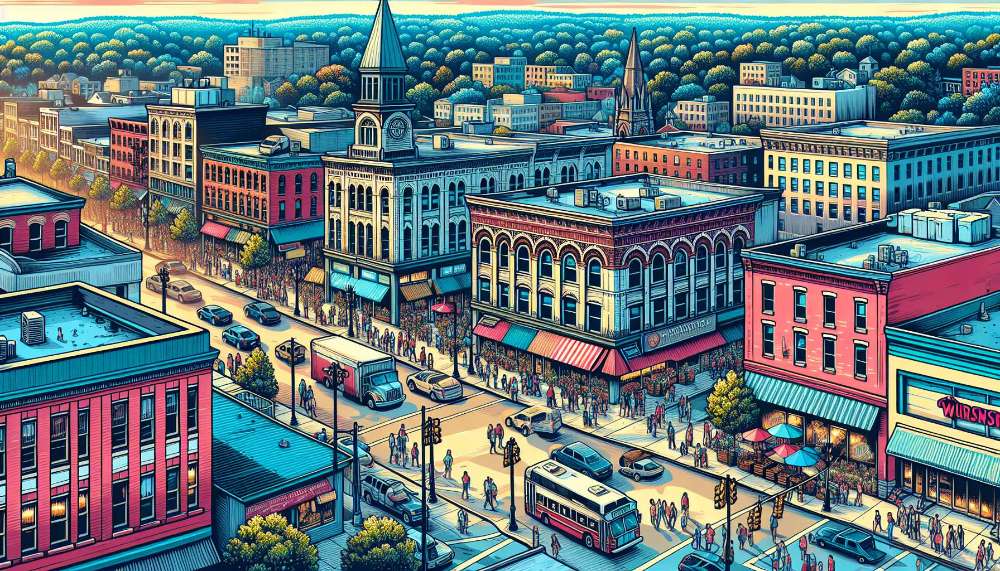 A vibrant street scene in Windsor