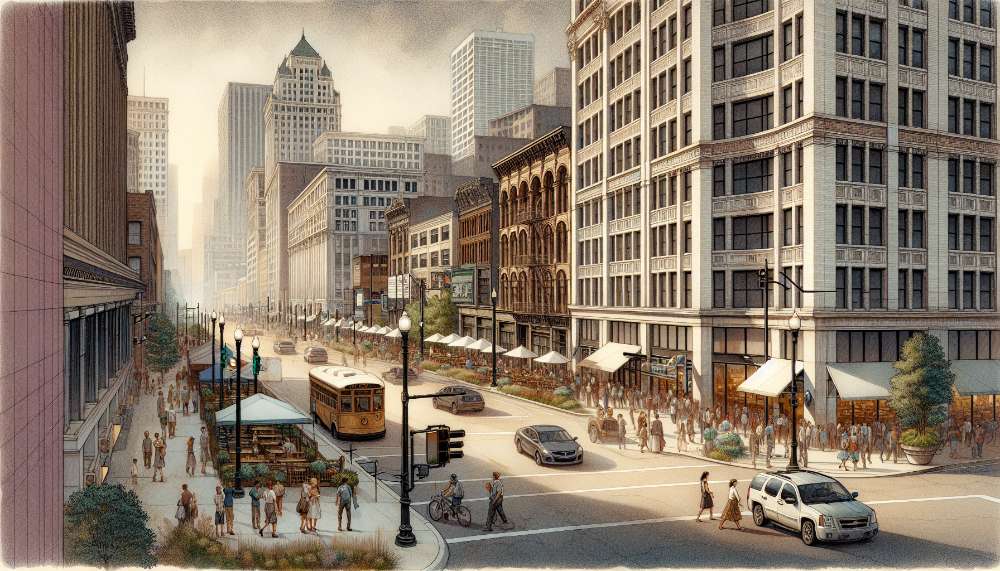 A vibrant street scene in North Side