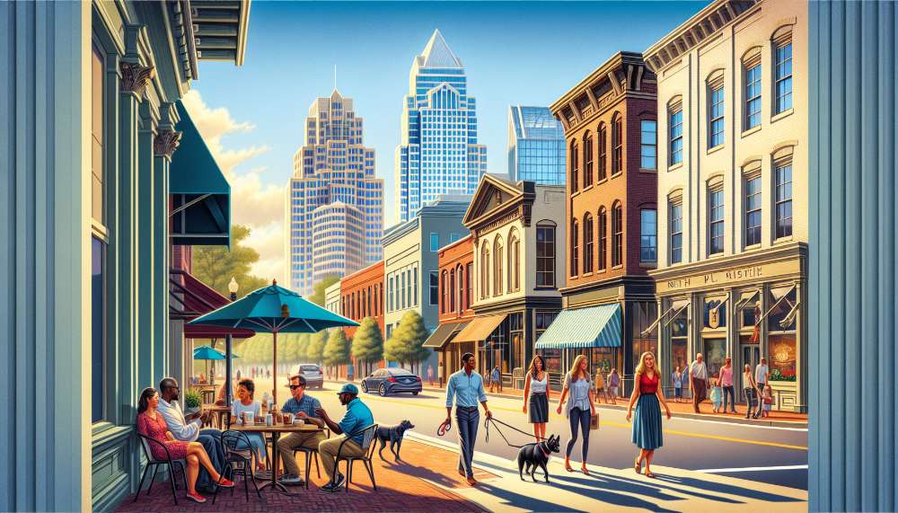 A vibrant street scene in Northeast Raleigh