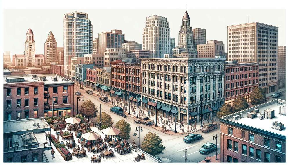 A vibrant street scene in Nebraska