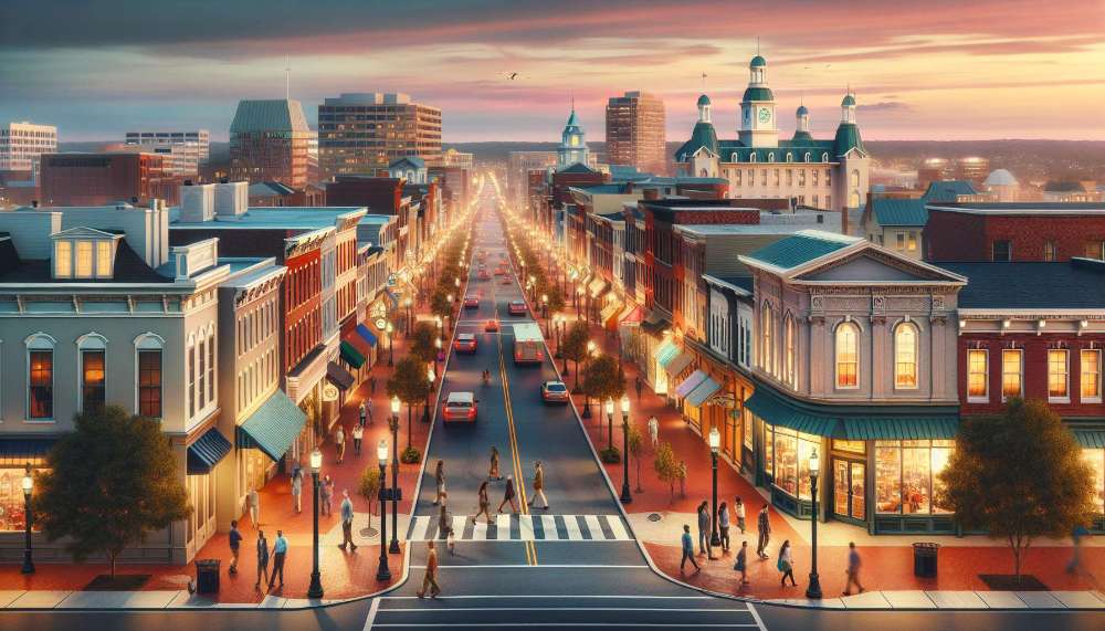 A vibrant street scene in Delaware City