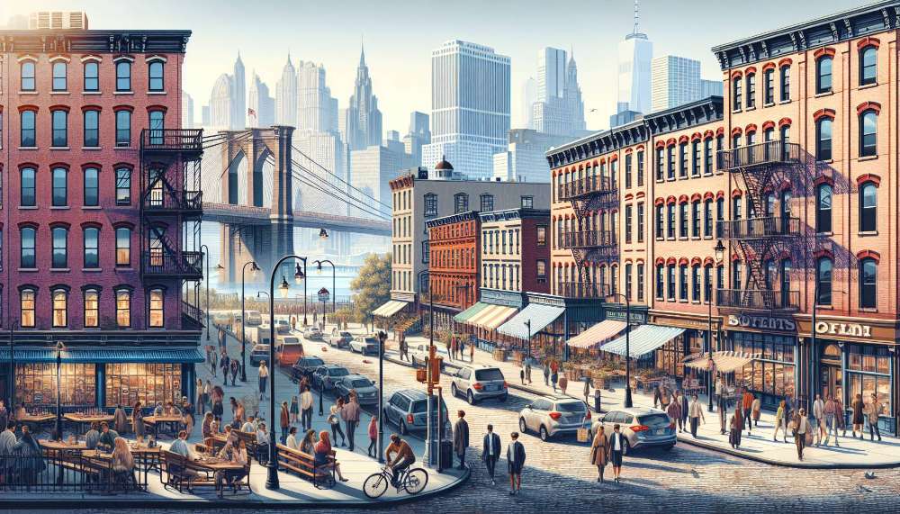 A vibrant street scene in Dumbo