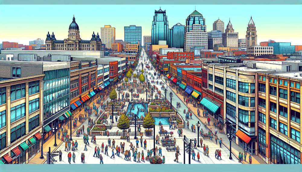 A vibrant street scene in Kansas City