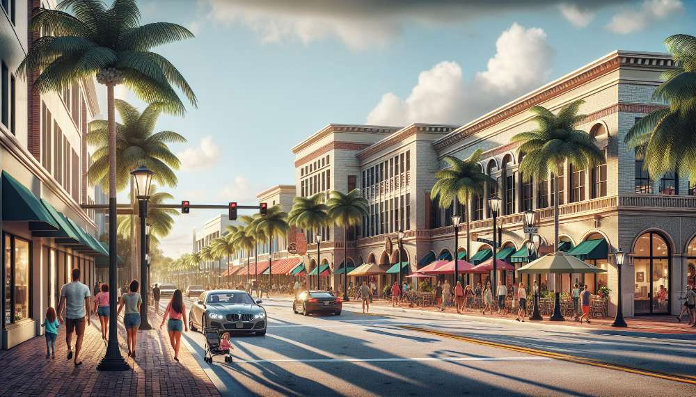 A vibrant street scene in Kendall