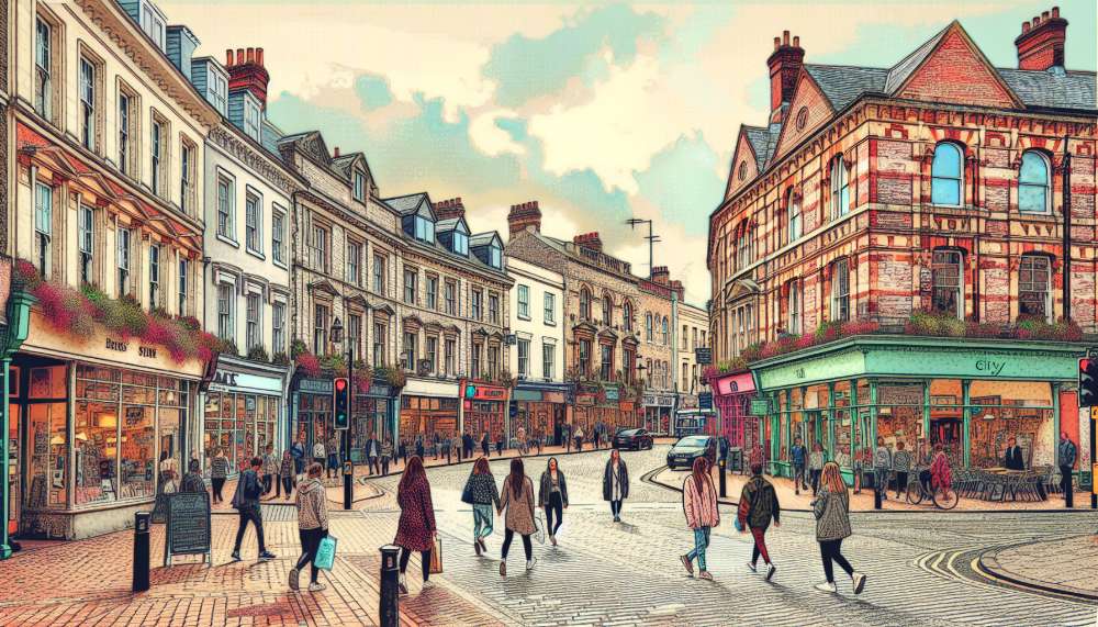 A vibrant street scene in Gloucester